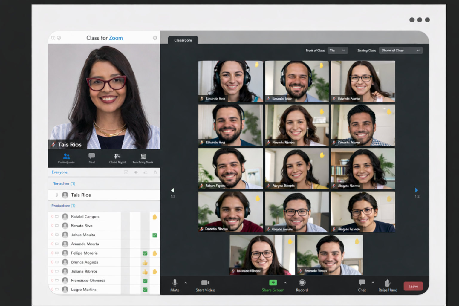 Screenshot do Zoom com participantes